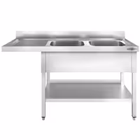 Pult za pranje za perilicu posuđa - 1600x600 mm - s 2 korita