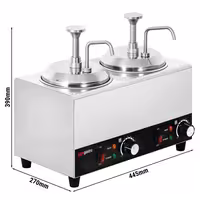 Grijaći dozator umaka – 1,2 kW – 2 x 2 litre – uključujući umetak