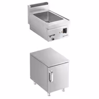 Toplovodna kupka električna - 1,2 kW - GN 1/1 ili 2x GN 1/2 - s odvodnim ventilom - na zatvorenom ormariću s 1 vrata