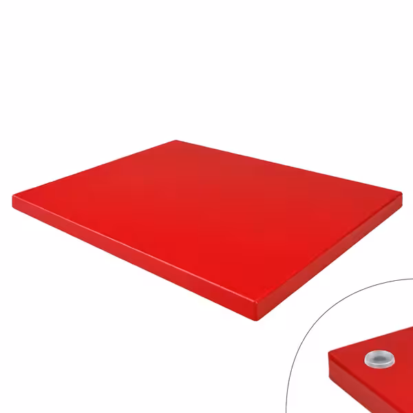 Tocător HACCP - 600x400 mm - grosime: 20 mm - polietilenă HDPE 500 - roșu - anti‑alunecare - pentru uz profesional / HORECA
