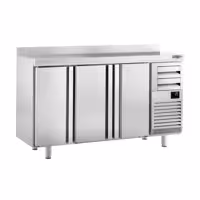 Stół chłodniczy barowy do napojów Premium PLUS – 1960 x 600 mm – z 3 drzwiami, 2 szufladami i rantem