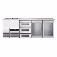 Pivski šank PREMIUM - 2500x700 mm - 2 Staklena vrata & 3 Staklene ladice