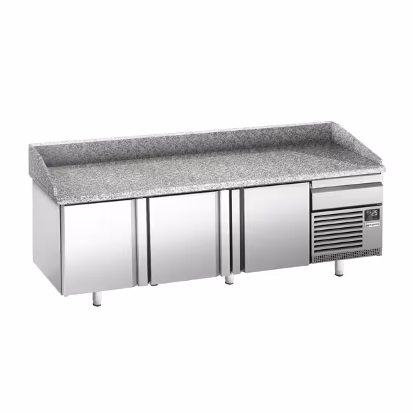 Commercial Pizza Prep Counter - Granite Top PREMIUM PLUS - 2305x800mm - with 3 doors & 1 drawers