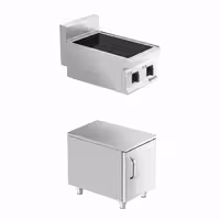 Ipari indukciós tűzhely - 700-as - főzősorba illeszthető - 400x700x1007 mm - összteljesítmény: 7,0 kW - 2 zónás - alsószekrénnyel, 1 ajtó