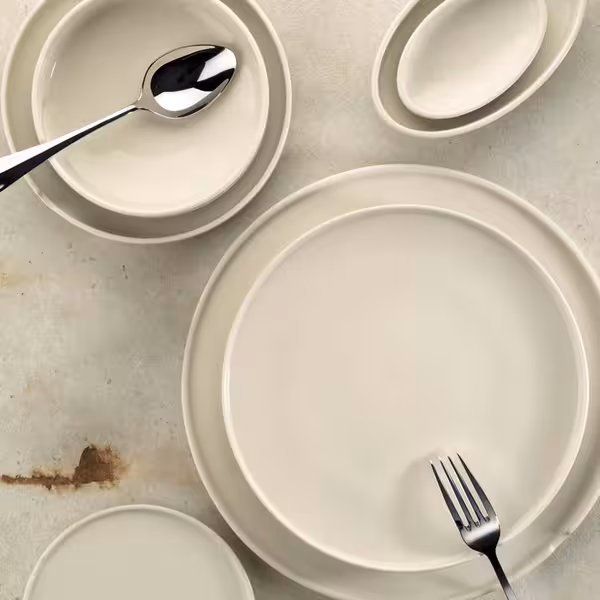 (6 adet) CHEF TASTE OF - Düz Tabak - Oval Düz - Porselen, 280x223mm, Krem