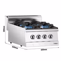 Plinsko kuhalo - 600x600x300 mm - 13,1 kW - 4 plamenika - nadpultni