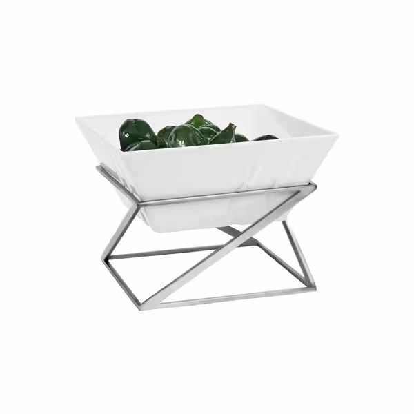Açık Büfe Teşhir Standı - Paslanmaz Çelik & Melamin - köşeli - 200x200x175mm - dahil 1 Melamin Kase