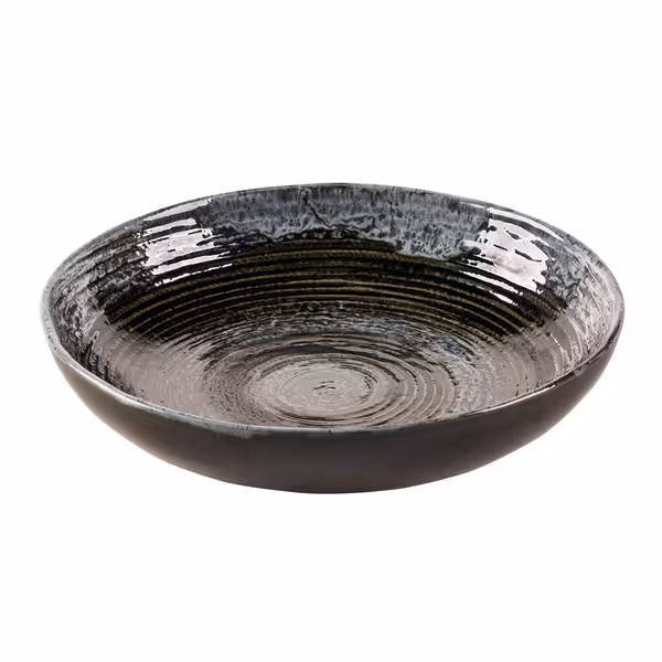 (6 adet) METALLIC - Çukur Tabak Yuvarlak - Steingut, Ø260mm, Gümüş