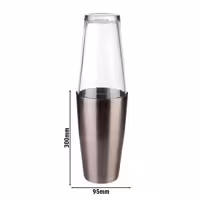 (6 adet) Boston Shaker - 2 parçalı set - Paslanmaz çelik, Şeffaf - 700ml