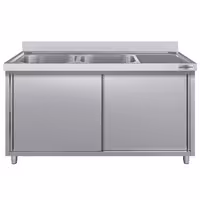 Sudoper s ormarićem ECO - inox - 1800 x 700 mm - sa 2 korita - korita lijevo