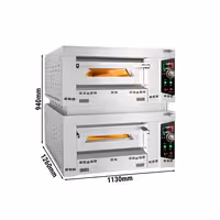 Gas Deck Pizza Oven - Twin Deck - Refractory Stone Deck - 6+6 x Ø 34cm (13.4") - 230V Single Phase - Mechanical Controls - up to 450°C - incl. Frame - with Connecting piece