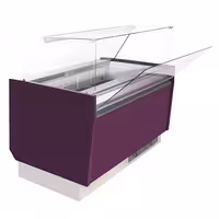 Ice Cream Display Freezer | LIAM - 1310mm - Static cooling - with LED lighting - for 10 x 5 litres Napoli pans - Violet - hinged glass lid