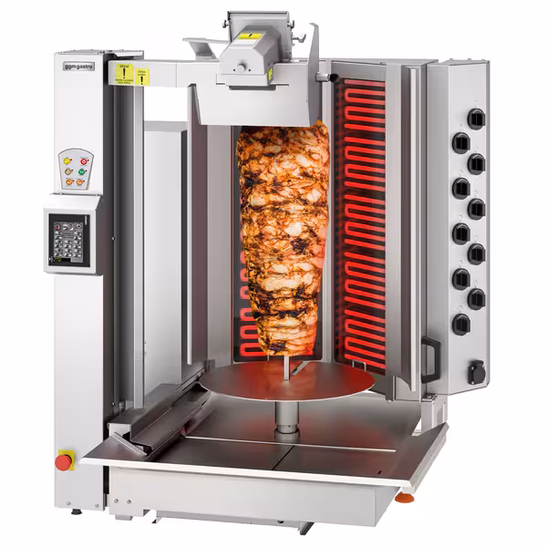 Electric Automatic Doner Kebab Grill (Shawarma/Gyros) - 10 Burner - up to 150kg - 16kW - incl. 1 skewer & grease tray