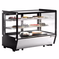 Countertop refrigerated display case - 160L - 880mm - Double glazing - square - with 2 shelves - rear sliding glass doors