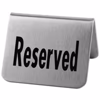 (6 adet) Masaüstü Rezerve Tabelası - Çift Taraflı - 2'li Set - "Reserved" - Paslanmaz Çelik - 55x50mm