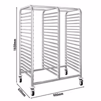 Inox s vodilicama kolica za pekarske plehove - za 30 plehova 600x400 mm - kotači Ø 125 mm (2 s kočnicom)