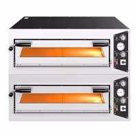 (2 pcs) Electric Deck Pizza Oven - Single Deck - Refractory Stone Deck - 6 - Ø 35cm (13.8") - up to 450°C - Mechanical Controls