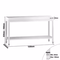 Masă de lucru din oțel inoxidabil PREMIUM – 1500 x 600 mm – cu blat de bază
