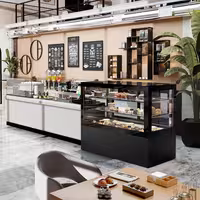 Commercial cake display fridge - 780L - 1610mm - Double glazing - square - black front - with 2 shelves - rear sliding doors - for patisserie - Black