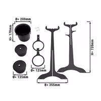 Wine Bucket with Stand & 2 Ice Buckets - Stainless Steel - Height:720mm - Black