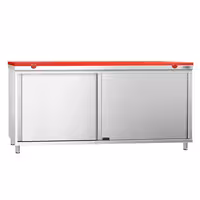 Roostevabast terasest tööpinnaga kapp PREMIUM - 1800x600 mm - koos 2 lükanduksega - sh lõikelaud, värv: punane