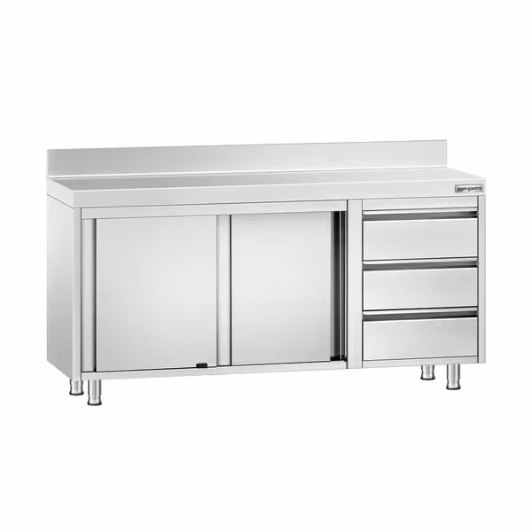 خزانة قاعدية ستانلس ستيل KOPENHAGEN PREMIUM - 1600x700mm - مع حاجز خلفي