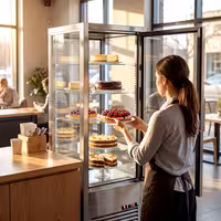 4-Sided Glass Display Fridge - 440L - 675mm - Double glazing - square - with 5 glass shelves - 1 front & 1 rear glass door