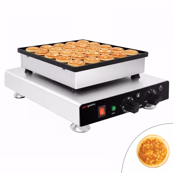 Waffle Makinesi - Tekli - Manuel Zamanlayıcılı - 850W - Şekil: Poffertjes / Pankek - Ø 42mm - 25 adet için - Sabit Plakalı - pişirme plakaları teflon kaplamalı