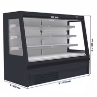 Commercial multideck display fridge - Open front - 1018mm - 269L - with 3 shelves - incl. night blind