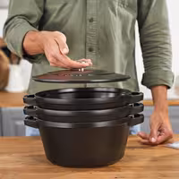 STAUB | STACKABLE SET - Tencere seti - 3 adet - Ø 240mm - Dökme demir - Siyah