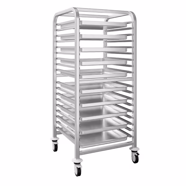 Inox profesionalna kolica za GN plehove - za 17 GN 2/1 - kotači Ø 125 mm (2 s kočnicom)