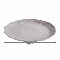 (6 adet) FOOTMARK - Düz Tabak - Melamin, Ø210mm, Beyaz / Gri