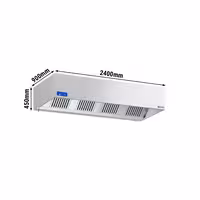 Commercial Wall-Mounted Extractor Hood with Motor - 2400mm - with Speed Controller, Baffle Filters & Lighting