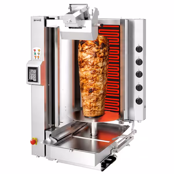 Electric Automatic Doner Kebab Grill (Shawarma/Gyros) - 5 Burner - up to 120kg - 8kW - with Auto‑Slicer - incl. 1 skewer & drip tray