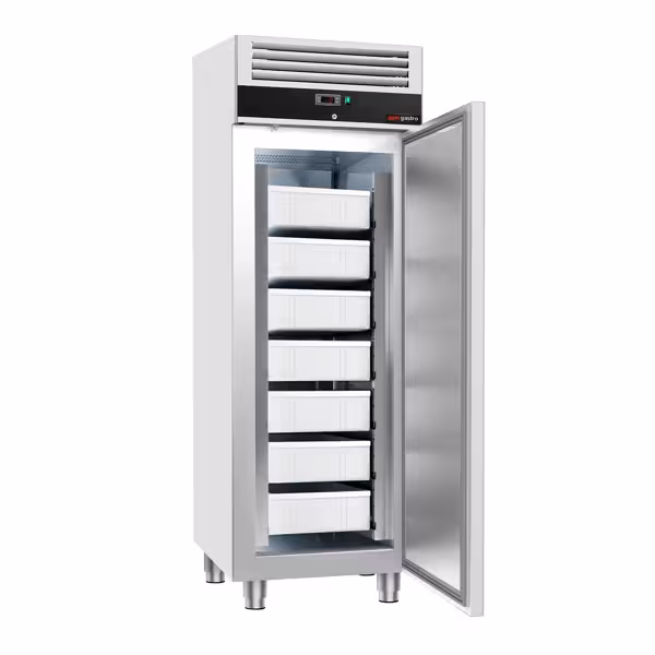 Szafa chłodnicza na ryby ze stali nierdzewnej ECO - EN 600x400 - 600L - 680x810mm - 1 drzwi - statyczne chłodzenie - Czarny front