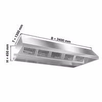 Okap sufitowy – 3400 mm – z filtrami i lampą