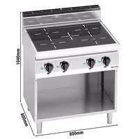 Cocina de inducción - 14kW - 4 zonas de cocción - con mueble bajo
