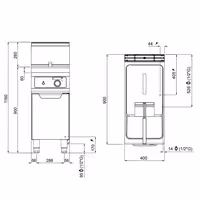Plinska friteza - 18 L - 14 kW - neizravno grijanje - elektroničko upravljanje - s odvodnom slavinom - s ormarićem s 1 vratima