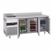 Rashladni pult PREMIUM - 1900x720 mm - 420 l - Ventilirano hlađenje - s 3 vrata - s 1 korita - Leđni podignuti rub