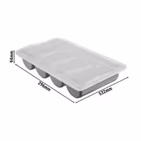 Kutija za pribor za jelo - s 4 odjeljaka - s poklopcem - 537x301 mm - Visina: 120 mm - polipropilen - siva