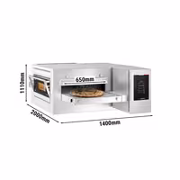 Commercial Electric Conveyor Pizza Oven - 1400x2000mm (55.1"x78.7") - Touchscreen Controls - Belt width: 650mm (25.6") - for Ø 30cm (11.8") pizza