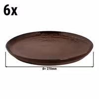 (6 adet) BAMA COPPER - Düz Tabak Yuvarlak Düz - Steinzeug, Ø270mm, Bakır