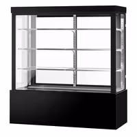 Commercial cake display fridge - 1850L - 1800mm - Double glazing - square - with 3 adjustable shelves - rear sliding doors - for patisserie - Black