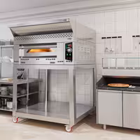Commercial Gas Pizza Oven – 1-deck - 9x Ø34 cm - manual - hood + stand + castors