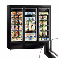 Commercial multideck display fridge - 1890mm - 1539L - with 3 double‑glazed hinged glass doors & 5 shelves - Black