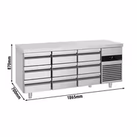 Rashladni pult PREMIUM - 1865x700 mm - 474 l - Ventilirano hlađenje - s 9 ladica