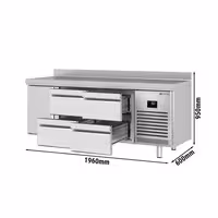 Aukstuma galds PREMIUM PLUS - 1960x600 mm - 385 l - ar 1 durvīm - ar 4 atvilktnēm - Ar apmali