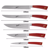 BERKEL | ELEGANCE - Messerblock mit 5 Messer - rotes Leder