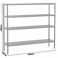 Unità ta' xkafef tal-azzar inossidabbli ECO – 2000 x 500 mm – b'4 xkafef (ADĠUSTABBLI)