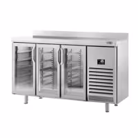 Stół chłodniczy barowy do napojów Premium PLUS – 1960 x 700 mm – z 3 drzwiami szklanymi i rantem